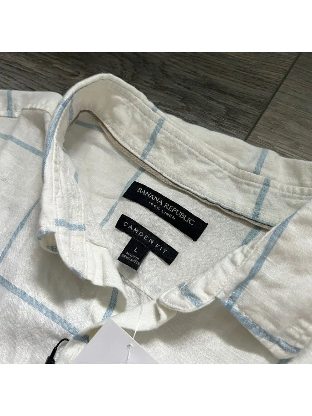 Banana Republic Men's L Short Sleeve Shirt 100% Linen Plaid Camden Fit NEW NWT